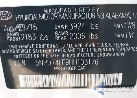 2017 Hyundai Elantra Se from USA, damaged, VIN 5NPD74LF9HH103176